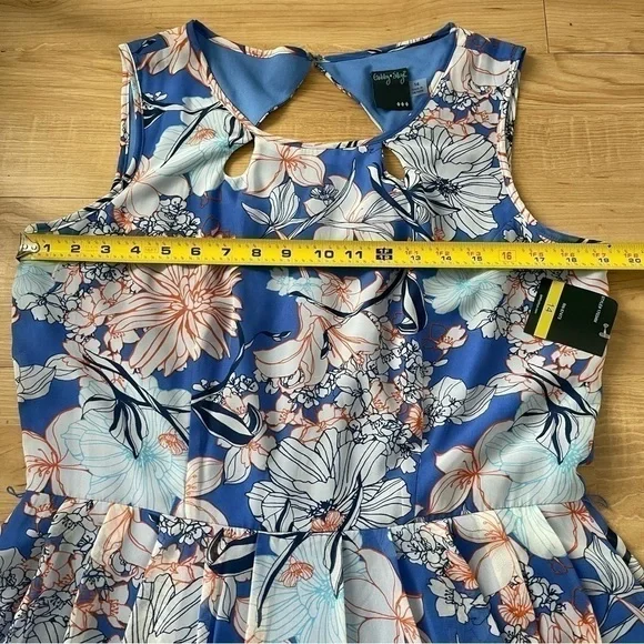 Nwt Gabby Sky Floral Fit & Flare Keyhole Dress Sleeveless - Picture 9 of 14